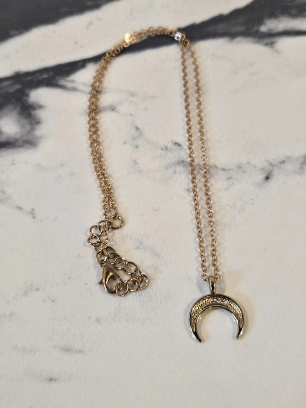 Gold-Tone Crescent Moon Pendant Necklace Dainty Celestial Jewelry